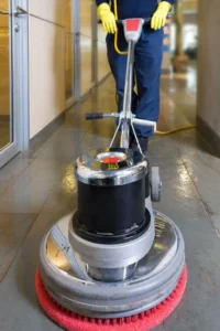 Professional marble floor polishing machine restoring shine on marble flooring in Gurgaon.