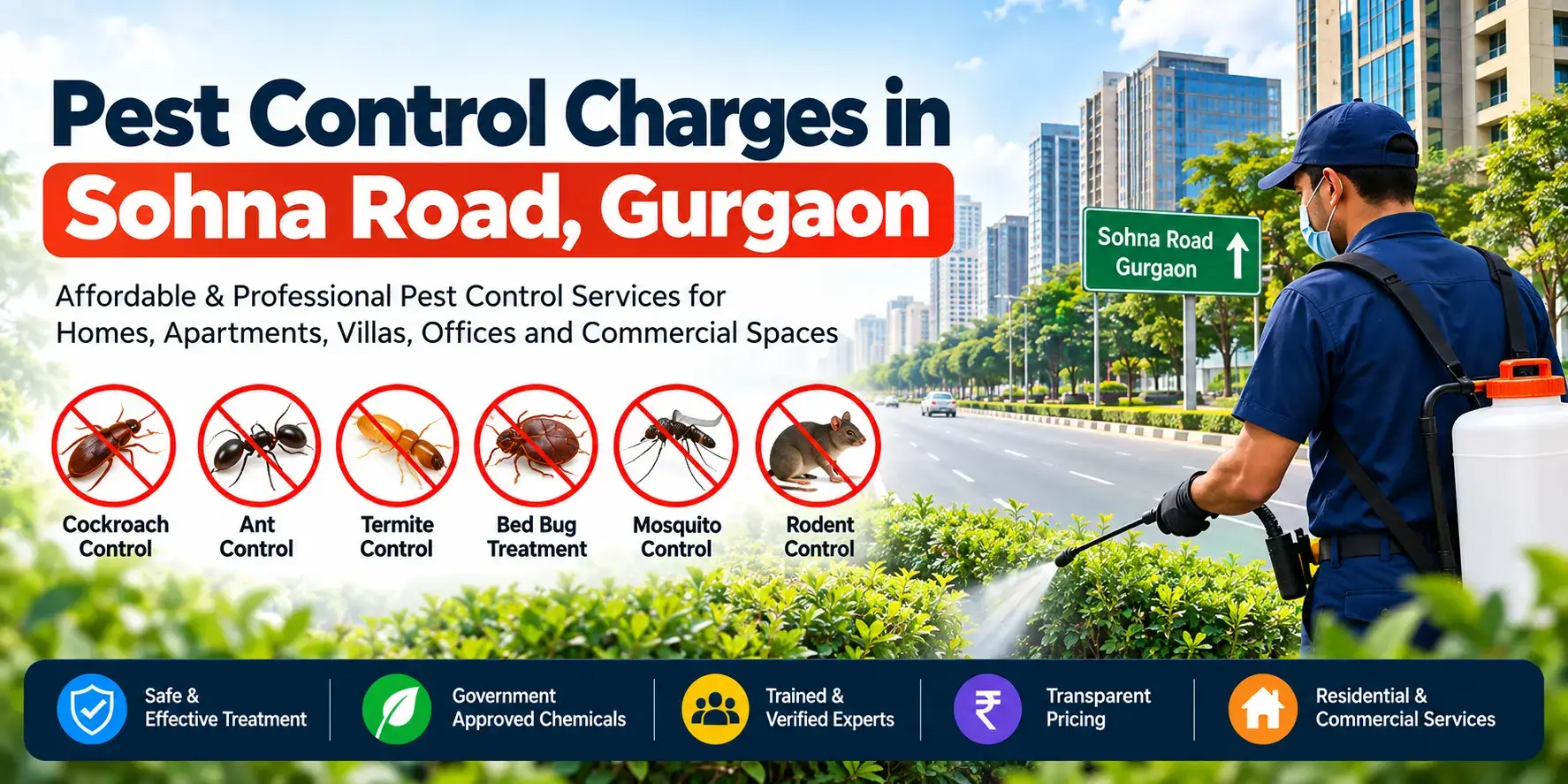 Pest control charges in Sohna Road Gurgaon