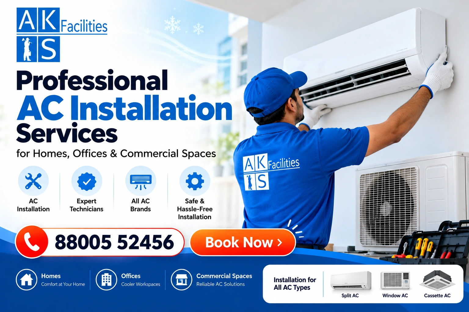 Professional AC Installation Services by AKS Facilities