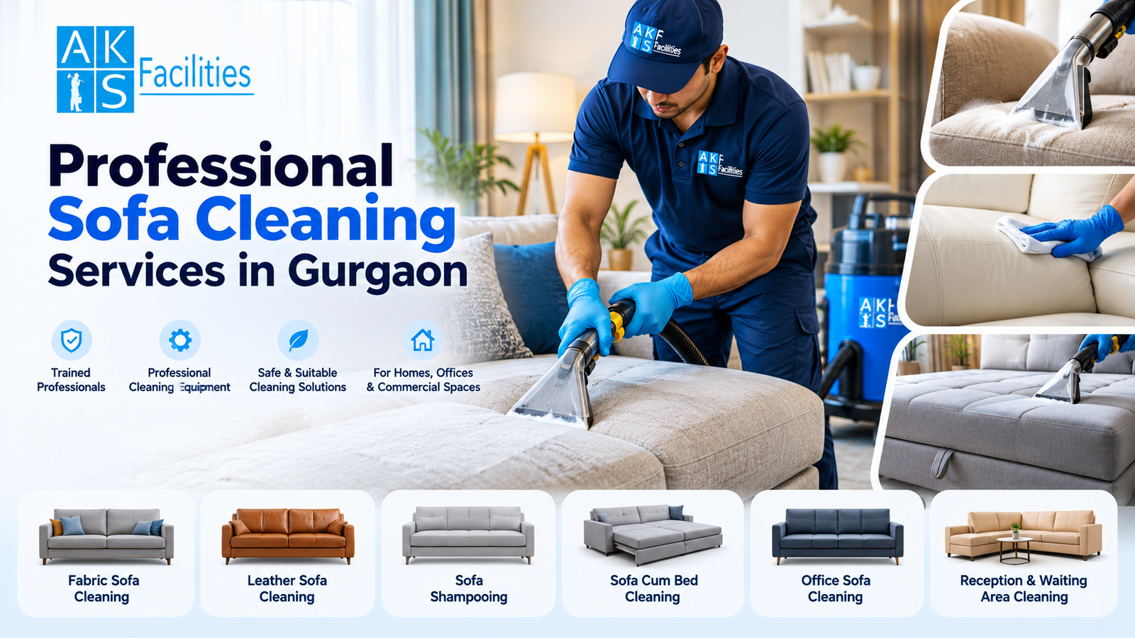 Professional sofa cleaning services across India by AKS Facilities